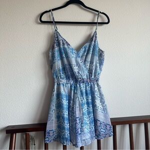 Show Me Your MuMu Floral Blue and White Romper